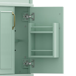 English Elm 36 Inch Freestanding Bathroom Vanity Pine Wood Cabinet with Ceramic Sink Matte Gold Sage Green W5271S00008