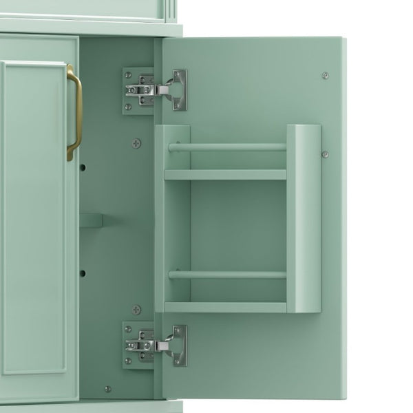 English Elm 36 Inch Freestanding Bathroom Vanity Pine Wood Cabinet with Ceramic Sink Matte Gold Sage Green W5271S00008