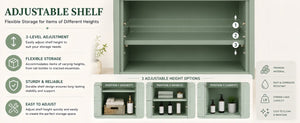 English Elm 36 Inch Freestanding Bathroom Vanity Pine Wood Cabinet with Ceramic Sink Matte Gold Sage Green W5271S00008