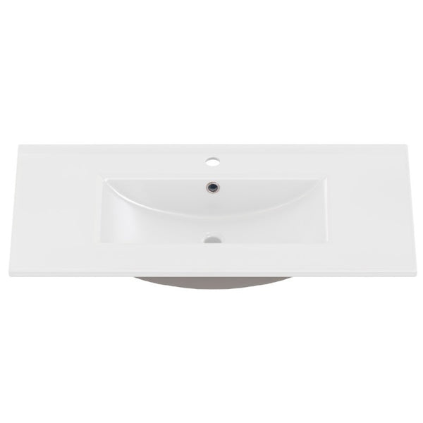 English Elm 36 Inch Freestanding Bathroom Vanity Solid Pine Cabinet with Ceramic Sink and 4 Drawers White W5271S00009