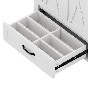 English Elm 36 Inch Freestanding Bathroom Vanity Solid Pine Cabinet with Ceramic Sink and 4 Drawers White W5271S00009