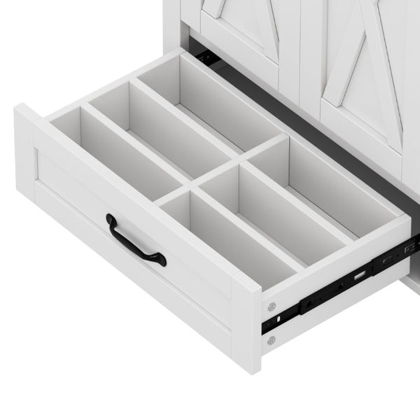 English Elm 36 Inch Freestanding Bathroom Vanity Solid Pine Cabinet with Ceramic Sink and 4 Drawers White W5271S00009