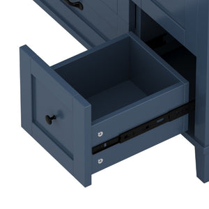 English Elm 36 Inch Freestanding Bathroom Vanity Solid Pine Cabinet with Ceramic Sink and 4 Drawers Navy Blue W5271S00010