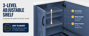 English Elm 36 Inch Freestanding Bathroom Vanity Solid Pine Cabinet with Ceramic Sink and 4 Drawers Navy Blue W5271S00010