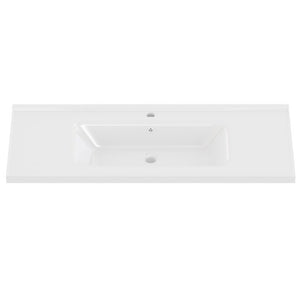 English Elm 48 Inch Farmhouse Bathroom Vanity Pine Wood Ceramic Sink Top Seven Soft-Close Drawers Navy Blue W5271S00012