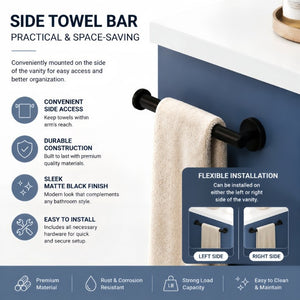 English Elm 48 Inch Farmhouse Bathroom Vanity Pine Wood Ceramic Sink Top Seven Soft-Close Drawers Navy Blue W5271S00012