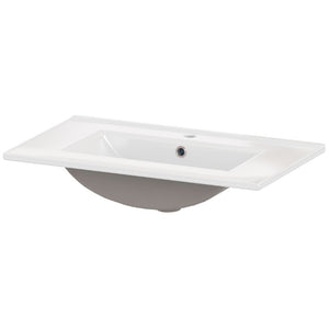 English Elm 30 Inch Farmhouse Bathroom Vanity Pine Cabinet with Ceramic Sink and Soft Close Drawers W5271S00013