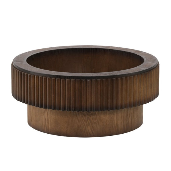 English Elm 31.49 Round Lift Top Coffee Table Fluted Wood Base Marble Finish Hidden Storage W5278P458251