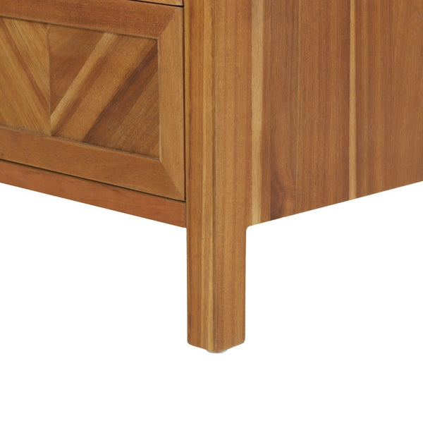 English Elm 30 Inch Farmhouse Bathroom Vanity Acacia Herringbone Cabinet with Ceramic Sink Top W5278S00005