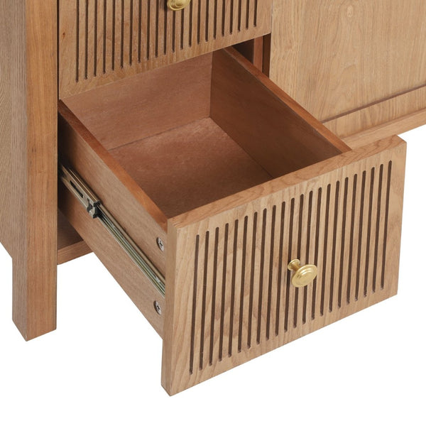 English Elm 30 Inch Acacia Herringbone Freestanding Vanity with Ceramic Sink Soft Close Storage W5278S00006