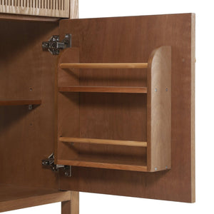 English Elm 30 Inch Acacia Herringbone Freestanding Vanity with Ceramic Sink Soft Close Storage W5278S00006