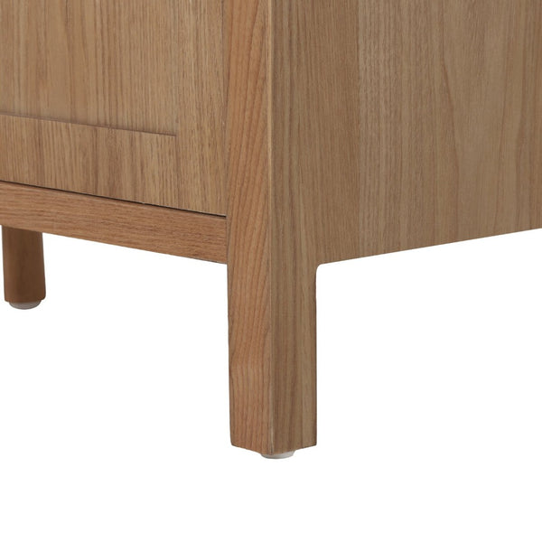 English Elm 30 Inch Acacia Herringbone Freestanding Vanity with Ceramic Sink Soft Close Storage W5278S00006