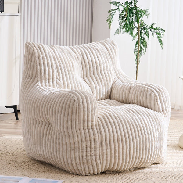 English Elm 010-soft Corduroy Bean Bag Chair with Memory Sponge Fill for Bedroom or Living Room Beige W527P235524