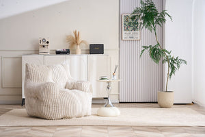 English Elm 010-soft Corduroy Bean Bag Chair with Memory Sponge Fill for Bedroom or Living Room Beige W527P235524