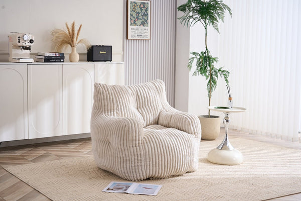 English Elm 010-soft Corduroy Bean Bag Chair with Memory Sponge Fill for Bedroom or Living Room Beige W527P235524