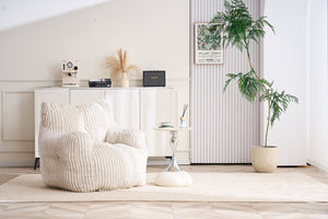 English Elm 010-soft Corduroy Bean Bag Chair with Memory Sponge Fill for Bedroom or Living Room Beige W527P235524