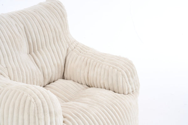 English Elm 010-soft Corduroy Bean Bag Chair with Memory Sponge Fill for Bedroom or Living Room Beige W527P235524