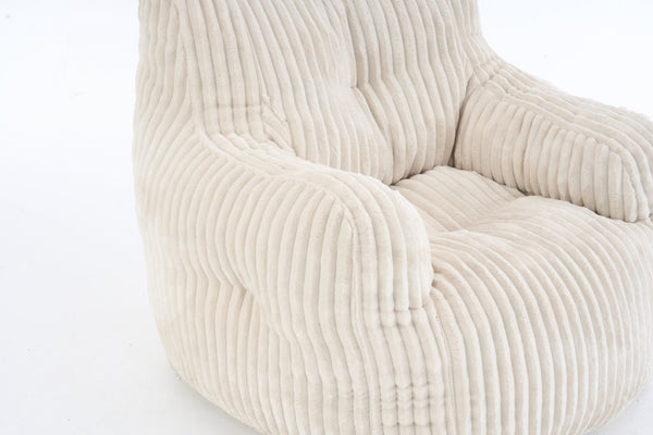 English Elm 010-soft Corduroy Bean Bag Chair with Memory Sponge Fill for Bedroom or Living Room Beige W527P235524