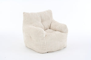English Elm 010-soft Corduroy Bean Bag Chair with Memory Sponge Fill for Bedroom or Living Room Beige W527P235524