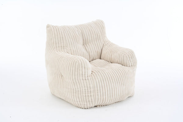 English Elm 010-soft Corduroy Bean Bag Chair with Memory Sponge Fill for Bedroom or Living Room Beige W527P235524