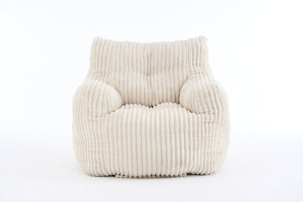 English Elm 010-soft Corduroy Bean Bag Chair with Memory Sponge Fill for Bedroom or Living Room Beige W527P235524