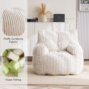 English Elm 010-soft Corduroy Bean Bag Chair with Memory Sponge Fill for Bedroom or Living Room Beige W527P235524