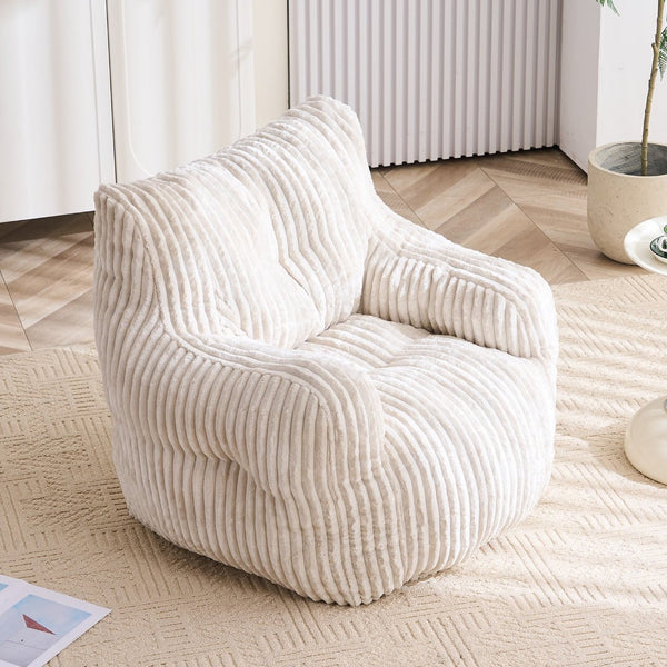 English Elm 010-soft Corduroy Bean Bag Chair with Memory Sponge Fill for Bedroom or Living Room Beige W527P235524