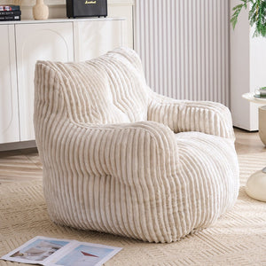 English Elm 010-soft Corduroy Bean Bag Chair with Memory Sponge Fill for Bedroom or Living Room Beige W527P235524
