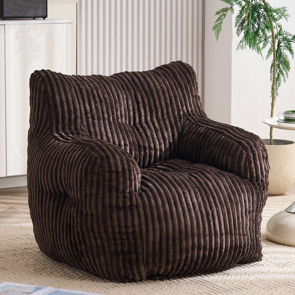 English Elm 010-soft Corduroy Bean Bag Chair with Memory Sponge Fill for Bedroom or Living Room Brown W527P235528