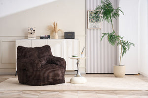 English Elm 010-soft Corduroy Bean Bag Chair with Memory Sponge Fill for Bedroom or Living Room Brown W527P235528