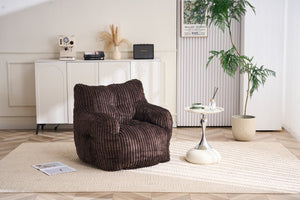 English Elm 010-soft Corduroy Bean Bag Chair with Memory Sponge Fill for Bedroom or Living Room Brown W527P235528