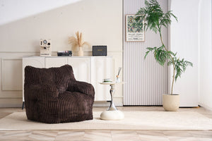 English Elm 010-soft Corduroy Bean Bag Chair with Memory Sponge Fill for Bedroom or Living Room Brown W527P235528