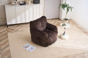 English Elm 010-soft Corduroy Bean Bag Chair with Memory Sponge Fill for Bedroom or Living Room Brown W527P235528