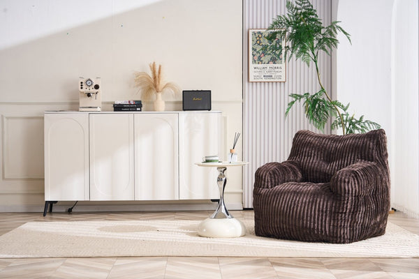 English Elm 010-soft Corduroy Bean Bag Chair with Memory Sponge Fill for Bedroom or Living Room Brown W527P235528