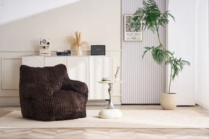 English Elm 010-soft Corduroy Bean Bag Chair with Memory Sponge Fill for Bedroom or Living Room Brown W527P235528