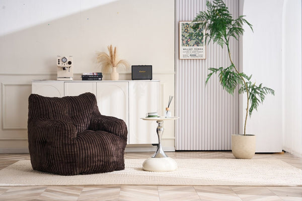 English Elm 010-soft Corduroy Bean Bag Chair with Memory Sponge Fill for Bedroom or Living Room Brown W527P235528