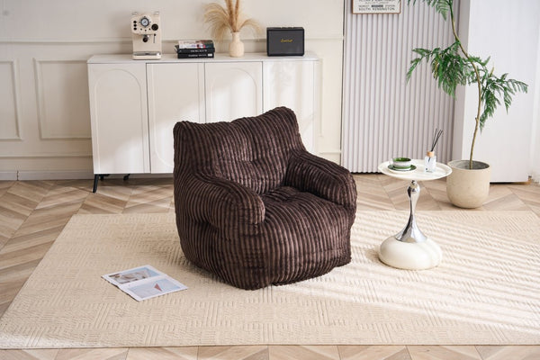English Elm 010-soft Corduroy Bean Bag Chair with Memory Sponge Fill for Bedroom or Living Room Brown W527P235528