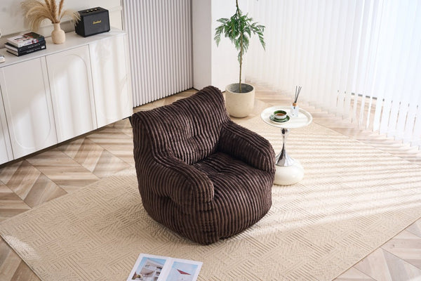 English Elm 010-soft Corduroy Bean Bag Chair with Memory Sponge Fill for Bedroom or Living Room Brown W527P235528
