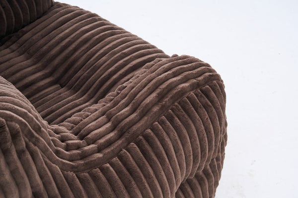 English Elm 010-soft Corduroy Bean Bag Chair with Memory Sponge Fill for Bedroom or Living Room Brown W527P235528