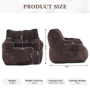English Elm 010-soft Corduroy Bean Bag Chair with Memory Sponge Fill for Bedroom or Living Room Brown W527P235528