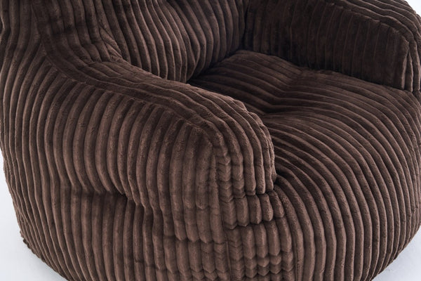 English Elm 010-soft Corduroy Bean Bag Chair with Memory Sponge Fill for Bedroom or Living Room Brown W527P235528