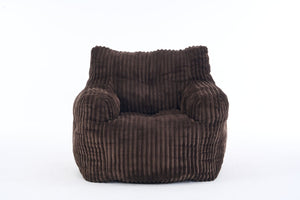 English Elm 010-soft Corduroy Bean Bag Chair with Memory Sponge Fill for Bedroom or Living Room Brown W527P235528
