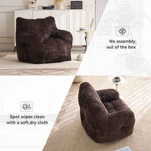 English Elm 010-soft Corduroy Bean Bag Chair with Memory Sponge Fill for Bedroom or Living Room Brown W527P235528