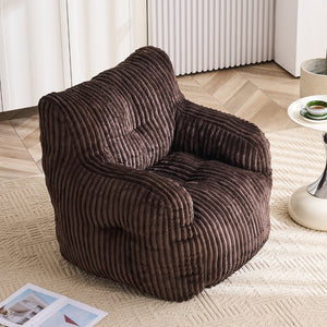 English Elm 010-soft Corduroy Bean Bag Chair with Memory Sponge Fill for Bedroom or Living Room Brown W527P235528
