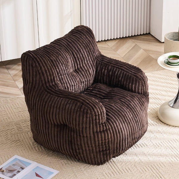 English Elm 010-soft Corduroy Bean Bag Chair with Memory Sponge Fill for Bedroom or Living Room Brown W527P235528