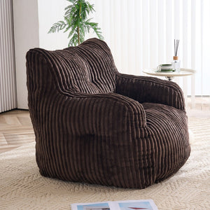 English Elm 010-soft Corduroy Bean Bag Chair with Memory Sponge Fill for Bedroom or Living Room Brown W527P235528