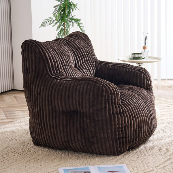 English Elm 010-soft Corduroy Bean Bag Chair with Memory Sponge Fill for Bedroom or Living Room Brown W527P235528