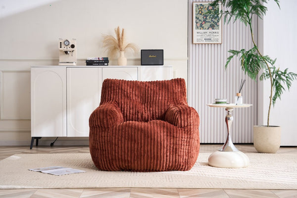 English Elm 010-soft Corduroy Bean Bag Chair with Memory Sponge Fill for Bedroom or Living Room Red W527P235530
