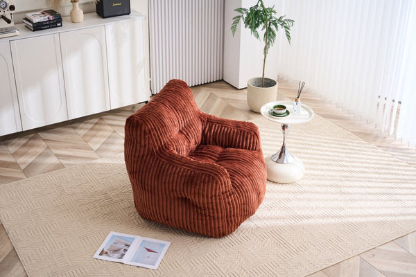 English Elm 010-soft Corduroy Bean Bag Chair with Memory Sponge Fill for Bedroom or Living Room Red W527P235530