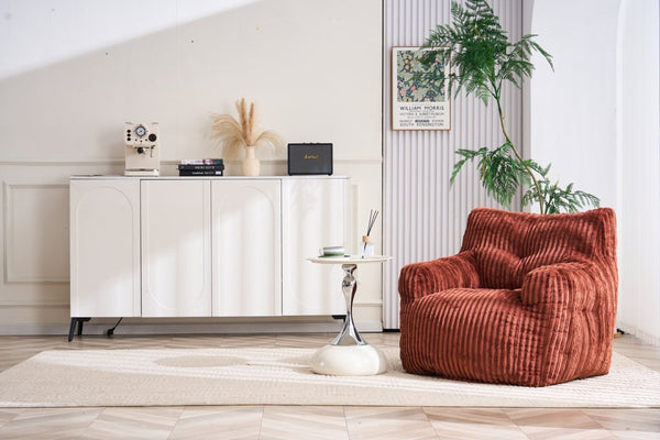 English Elm 010-soft Corduroy Bean Bag Chair with Memory Sponge Fill for Bedroom or Living Room Red W527P235530